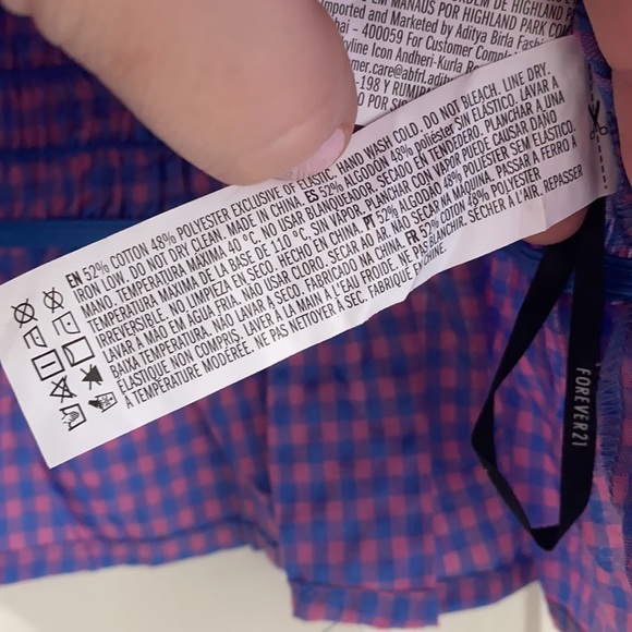 Blue & pink gingham crop top - not functional strap ties - size M - Picture 5 of 6